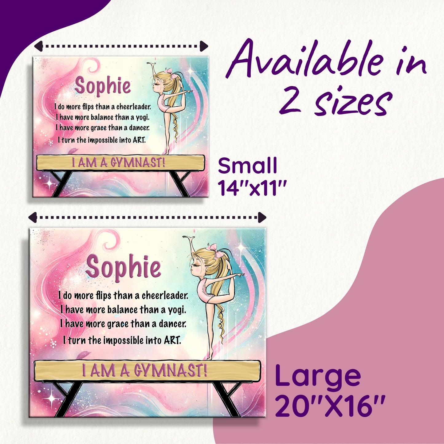 Personalized Gymnastic Sign on Canvas