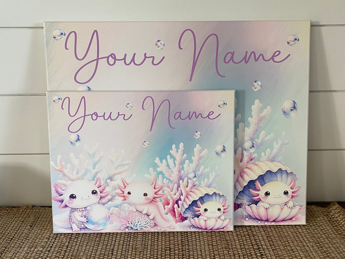 Personalized Axolotl Sign on Canvas