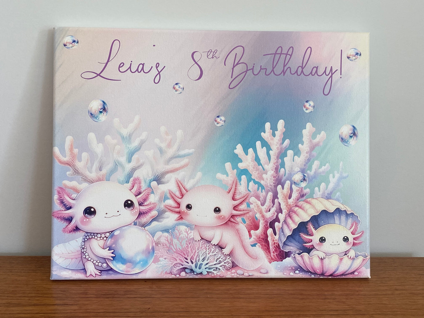 Personalized Axolotl Sign on Canvas