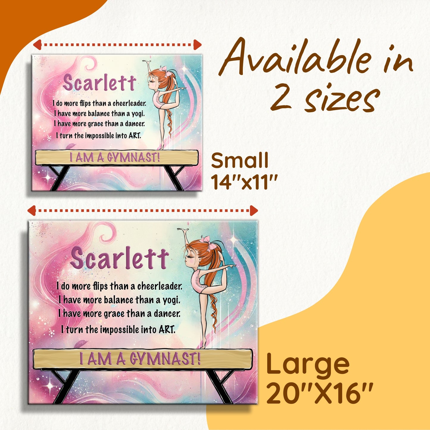 Personalized Gymnastic Sign on Canvas