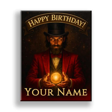 Personalized Magician Birthday Sign – Custom Magic Party Decor for Kids | Black Canvas Wall Art | Magic Theme Birthday Decoration | 14x11 or 20x16 | Made in USA (20x16 inch)