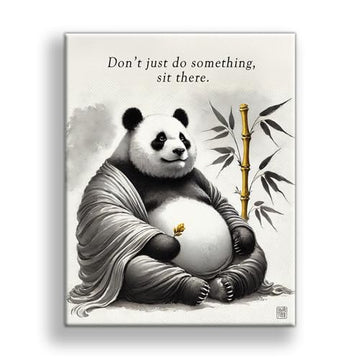 Zen Panda Wall Art – Buddha-Inspired Canvas Print with Quote “Don’t Just Do Something, Sit There” – 14x11 or 20x16 Zen Decor for Home or Office Made In USA (20" X 16") (14"x11")