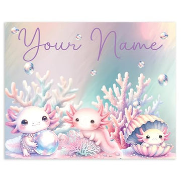 Minimal Creatures Custom Axolotl Canvas Sign for Kids' Rooms - Available in 14" x 11" and 20" x 16" Sizes | Light or Dark Canvas Available | Made in USA | Parent Listing (14x11 inch, Pink Axolotls)