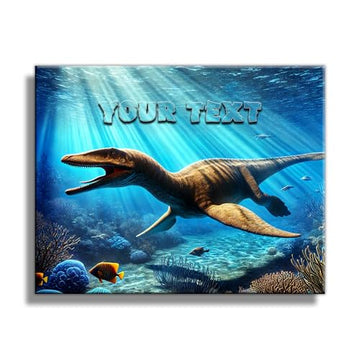 Custom Plesiosaur Dinosaur Canvas Wall Art – Personalized Name Sign for Kids Room – Prehistoric Ocean Theme – Printed on Canvas – Made in USA – 14”x11” or 20”x16" (14" X 11")