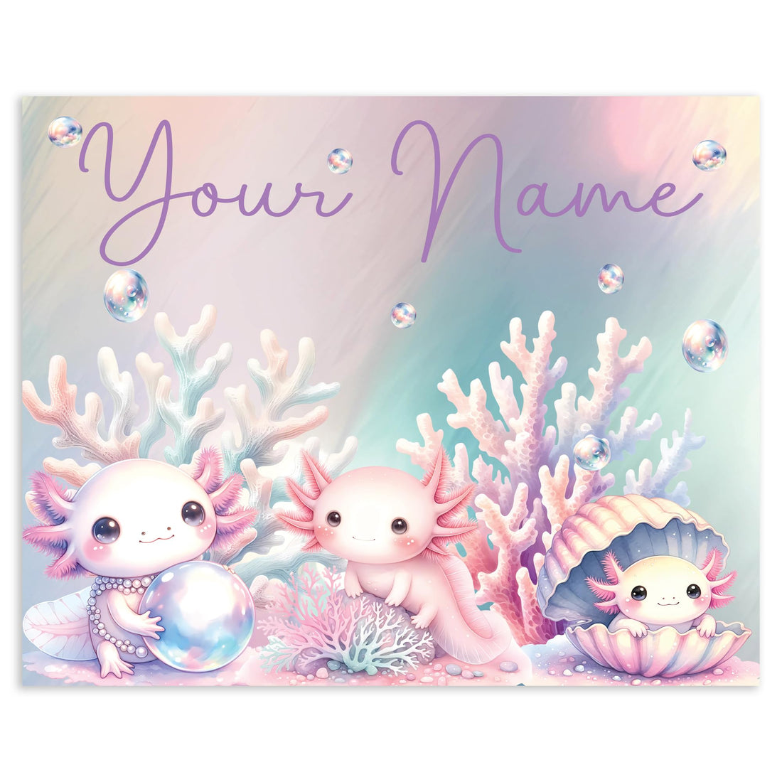 Minimal Creatures Custom Axolotl Canvas Sign for Kids' Rooms - Available in 14" x 11" and 20" x 16" Sizes | Light or Dark Canvas Available | Made in USA | Parent Listing (14x11 inch, Pink Axolotls)