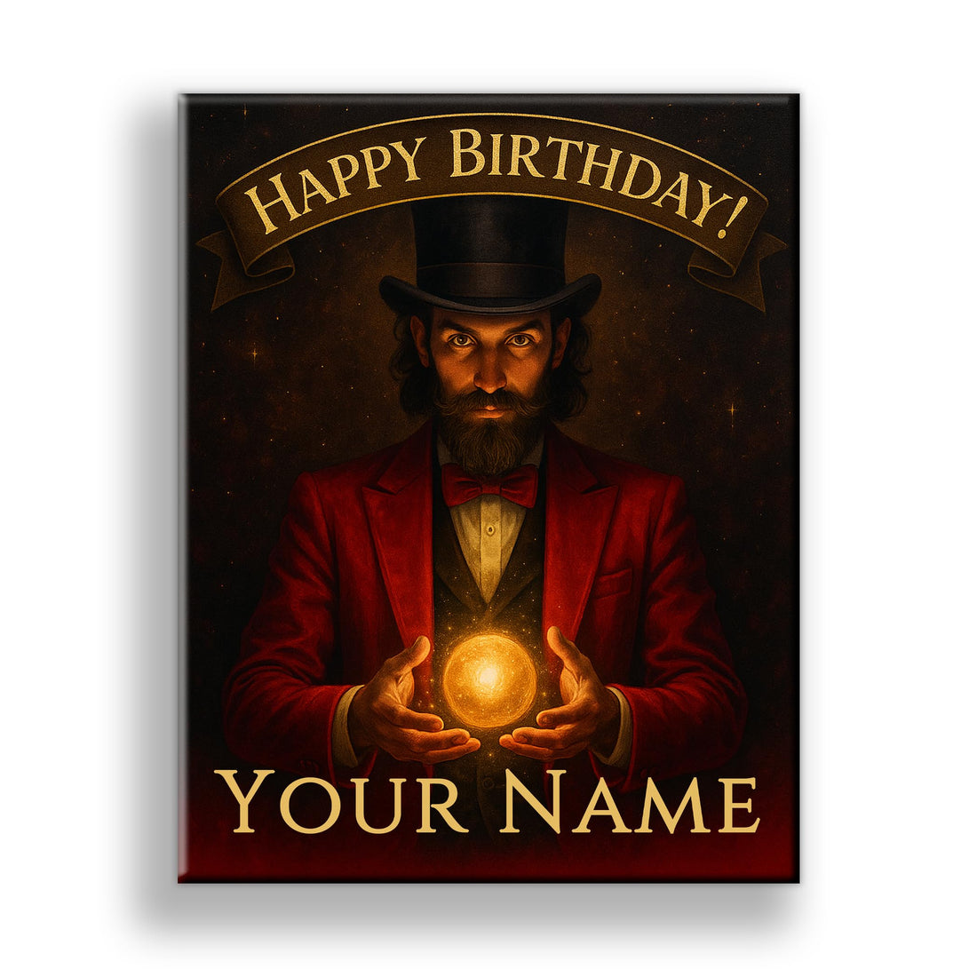 Personalized Magician Birthday Sign – Custom Magic Party Decor for Kids | Black Canvas Wall Art | Magic Theme Birthday Decoration | 14x11 or 20x16 | Made in USA (20x16 inch)