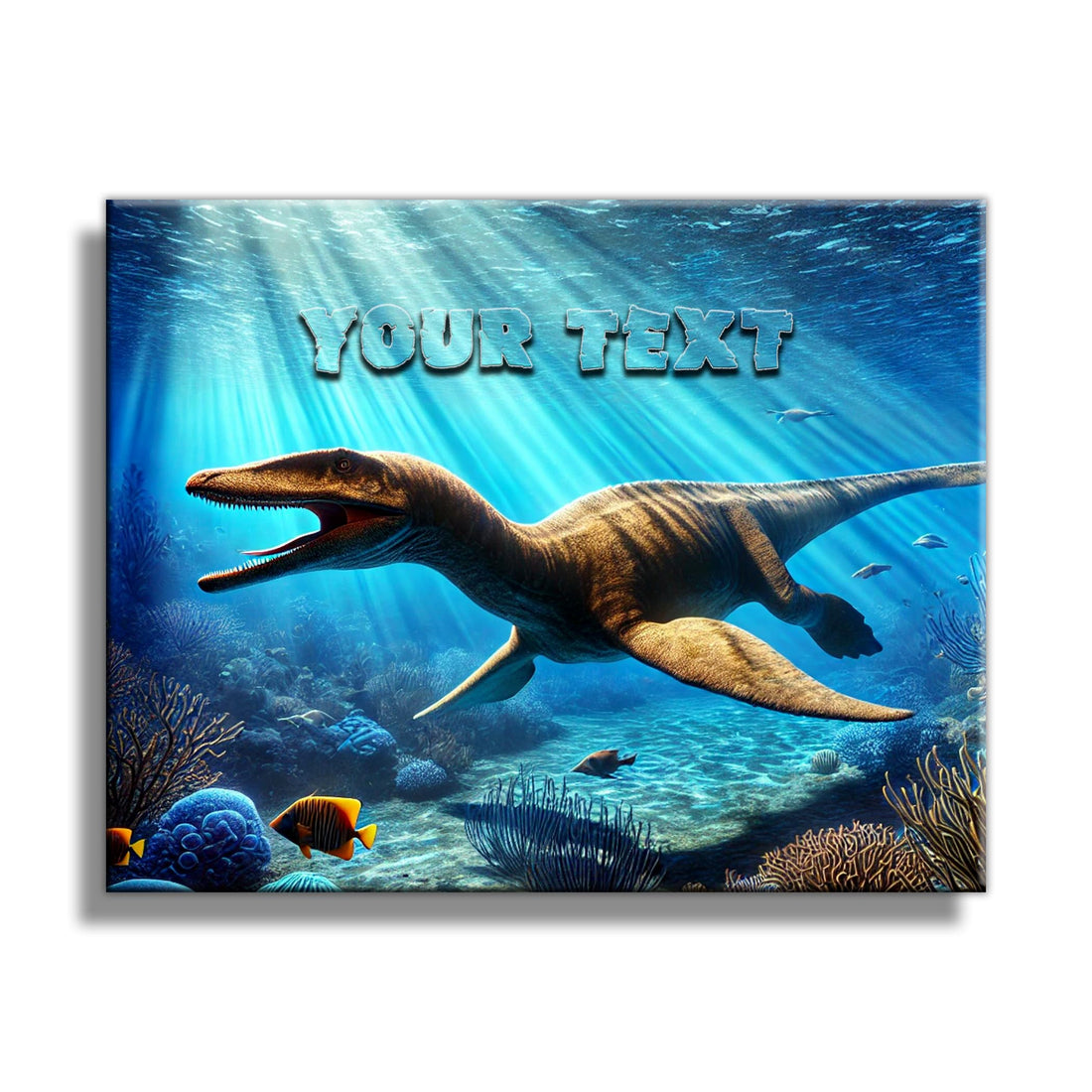 Custom Plesiosaur Dinosaur Canvas Wall Art – Personalized Name Sign for Kids Room – Prehistoric Ocean Theme – Printed on Canvas – Made in USA – 14”x11” or 20”x16" (14" X 11")