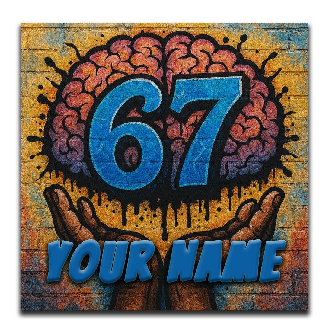 Personalized 67 Brain Rot Canvas Wall Art – Customized Graffiti Name Sign for Kid’s Room – Trending Meme and Gaming Decor - USA Made (10x10 inch)