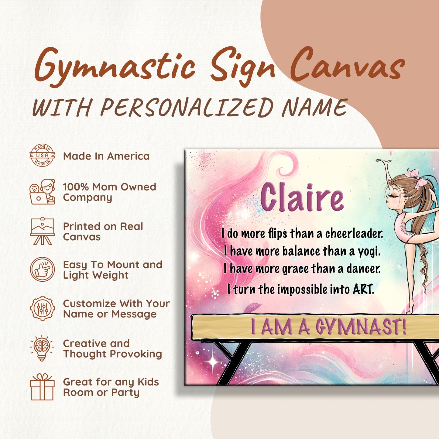 Personalized Gymnastic Sign on Canvas