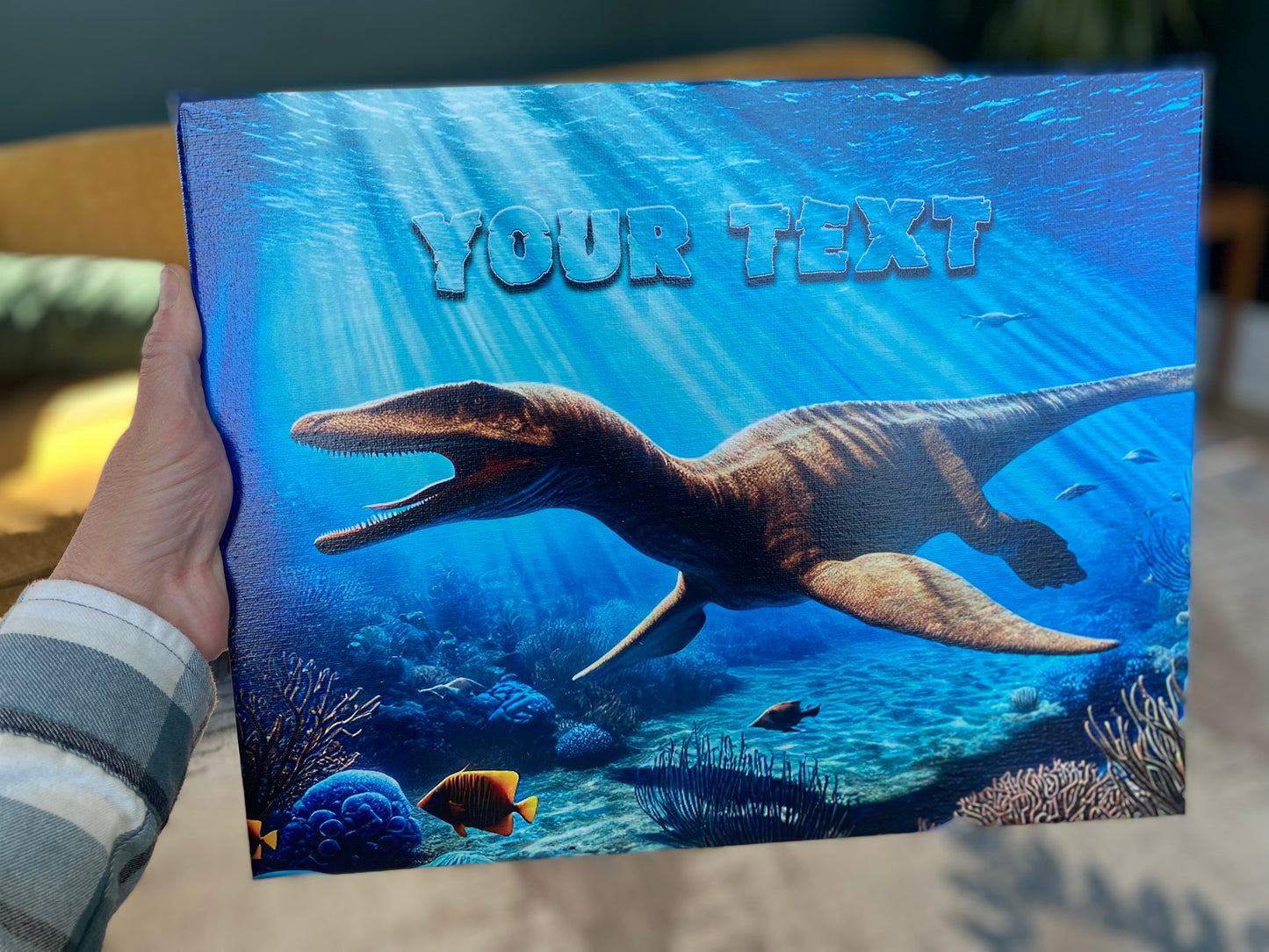 Personalized Dinosaur Plesiosaur Sign on Canvas, Dinosaur Party Sign