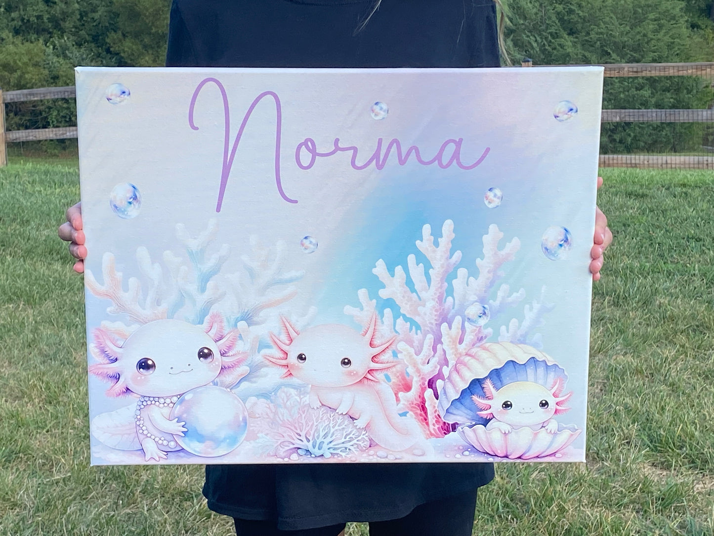 Personalized Axolotl Sign on Canvas