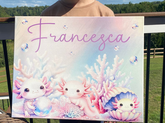 Personalized Axolotl Sign on Canvas