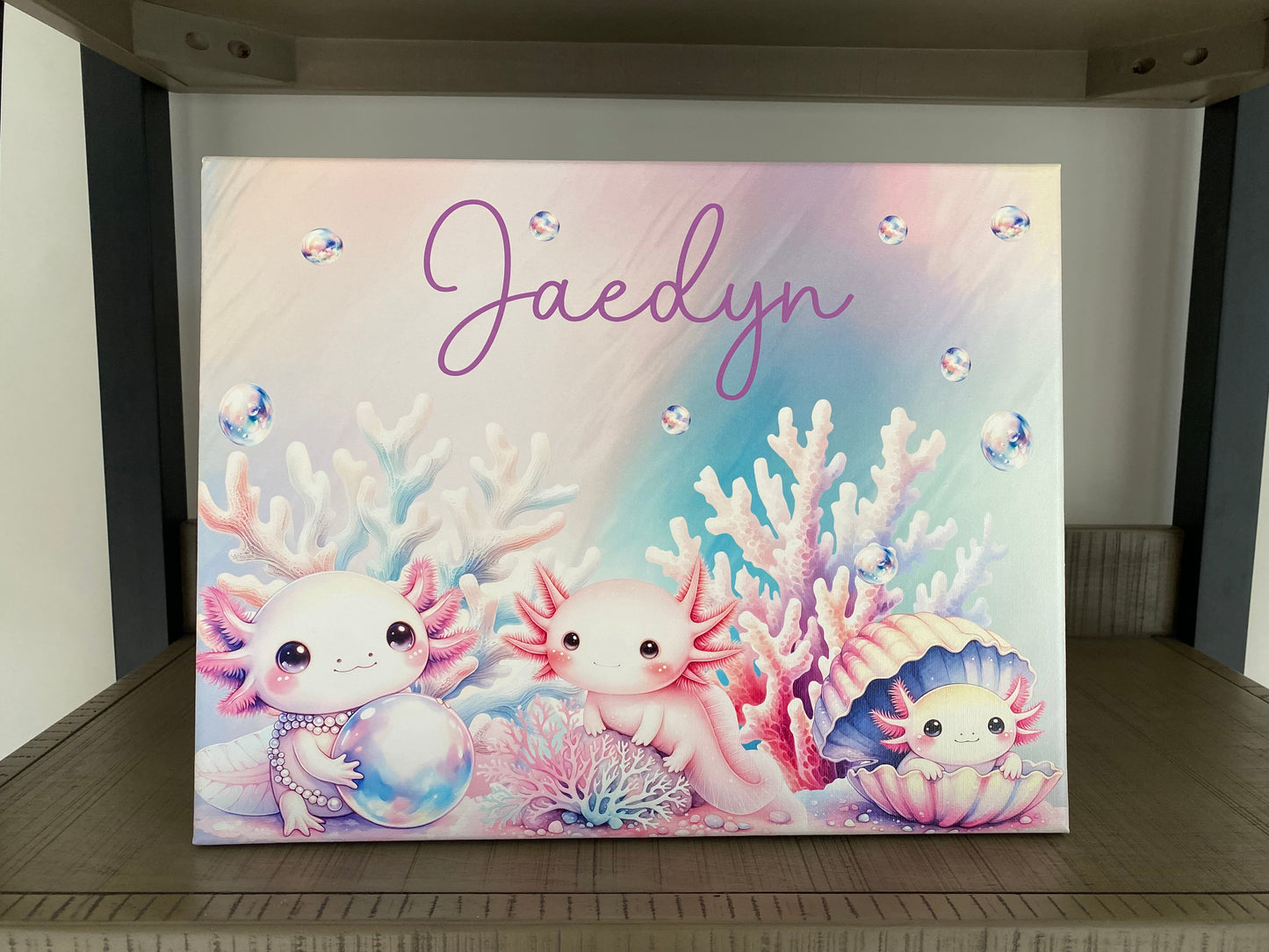 Personalized Axolotl Sign on Canvas