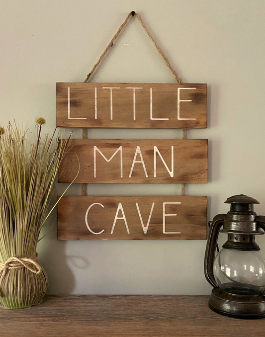 Rustic Little Man Cave Sign with Rope
