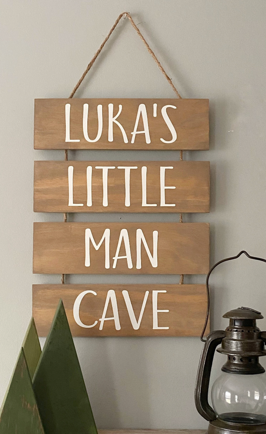 PERSONALIZED Little Man Cave Sign with Rope