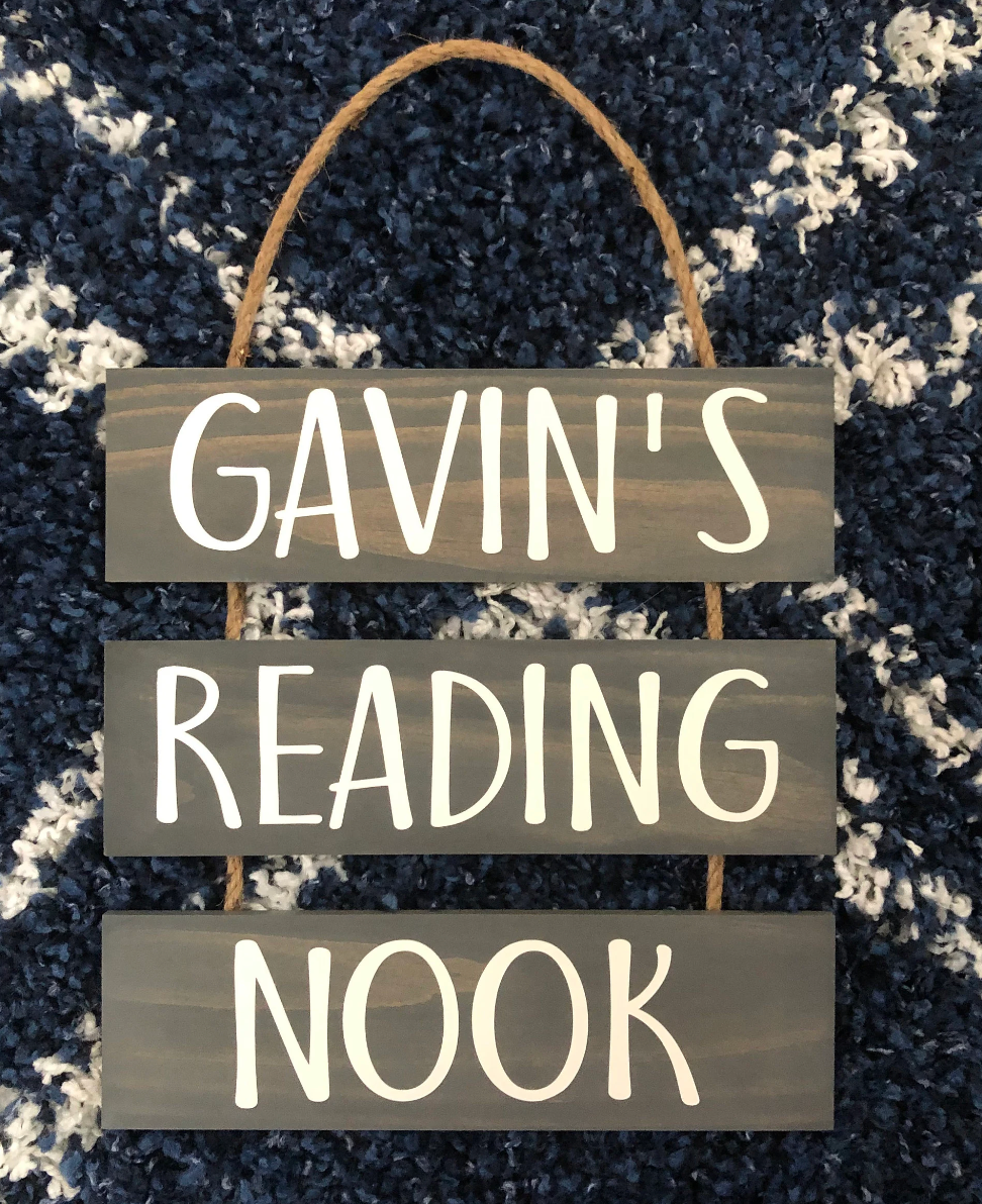 PERSONALIZED Reading Nook Sign with Rope