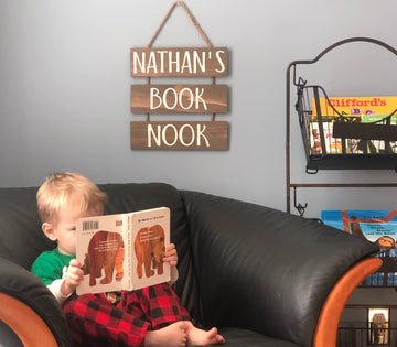 PERSONALIZED Book Nook Sign with Rope