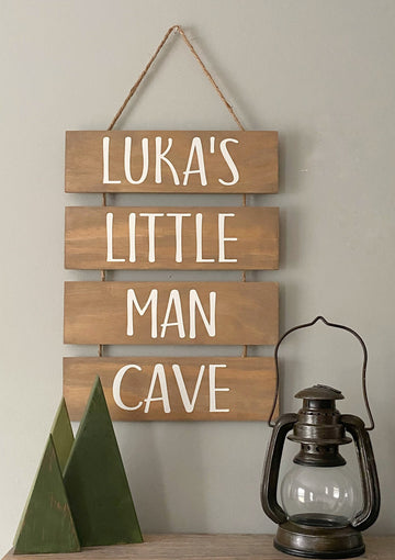 PERSONALIZED Little Man Cave Sign with Rope