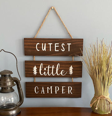 Cutest Little Camper Sign with Rope