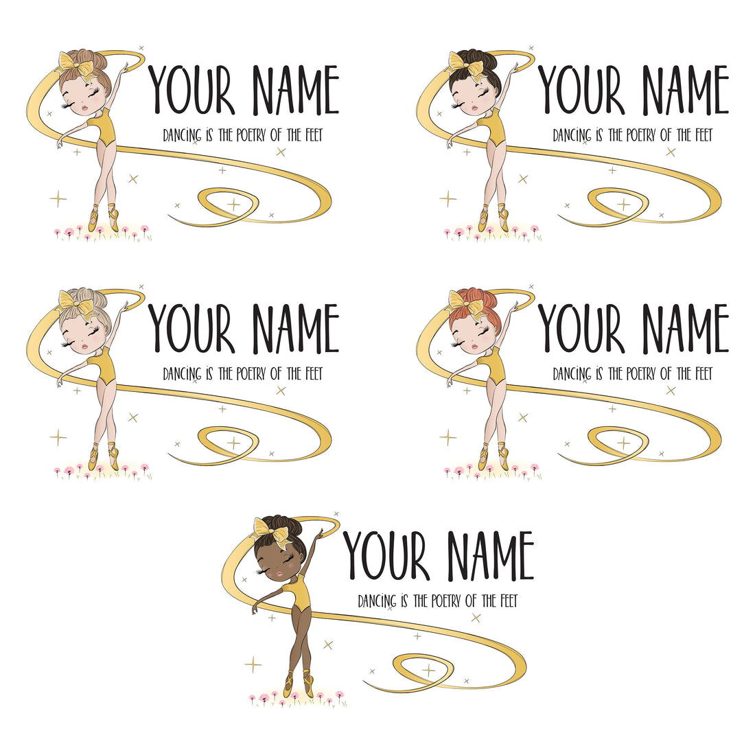 Dancer Medal Hanger Sign with Personalized Name, in Yellow Leotard with Ribbon