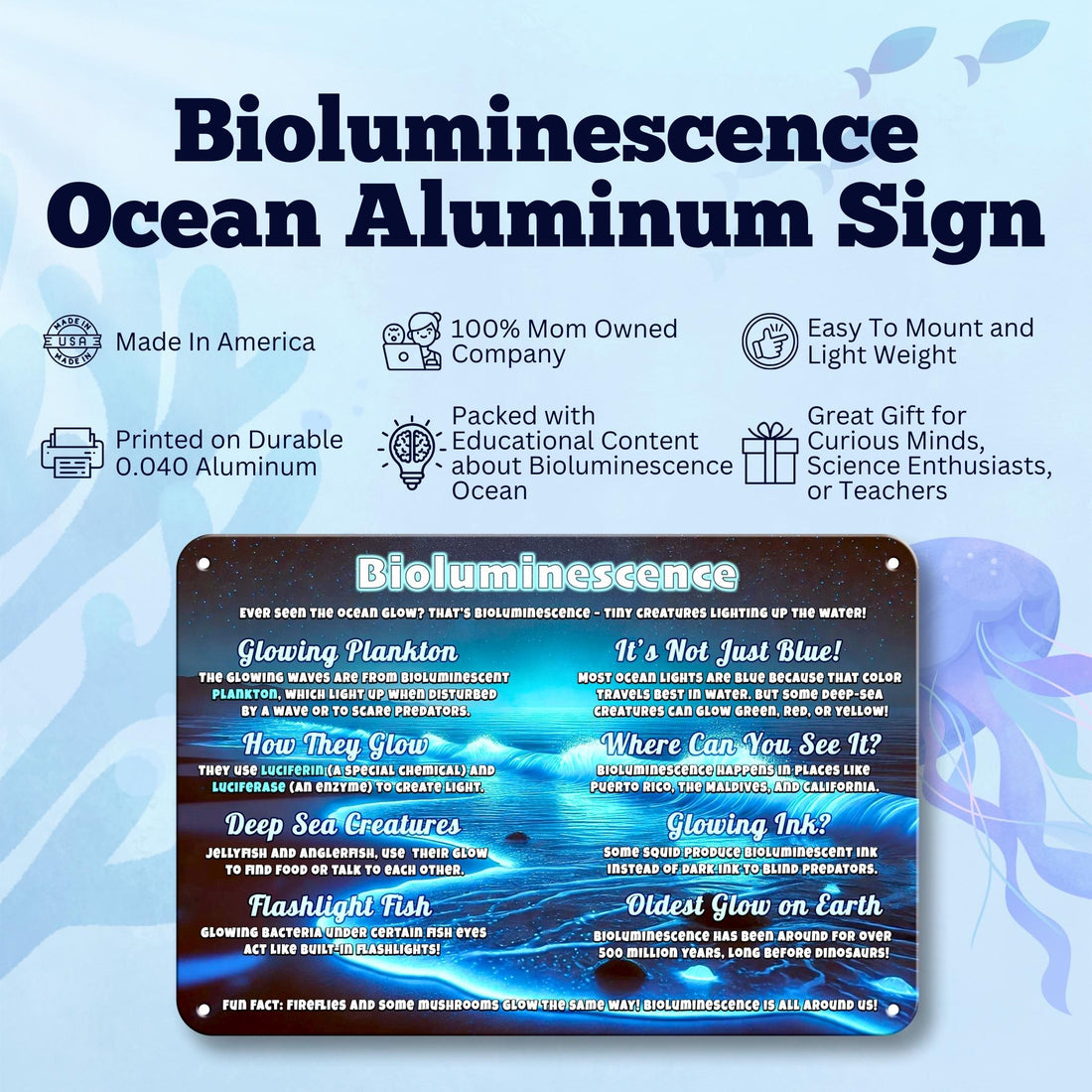Educational Bioluminescence Sign, STEM Learning Wall Art