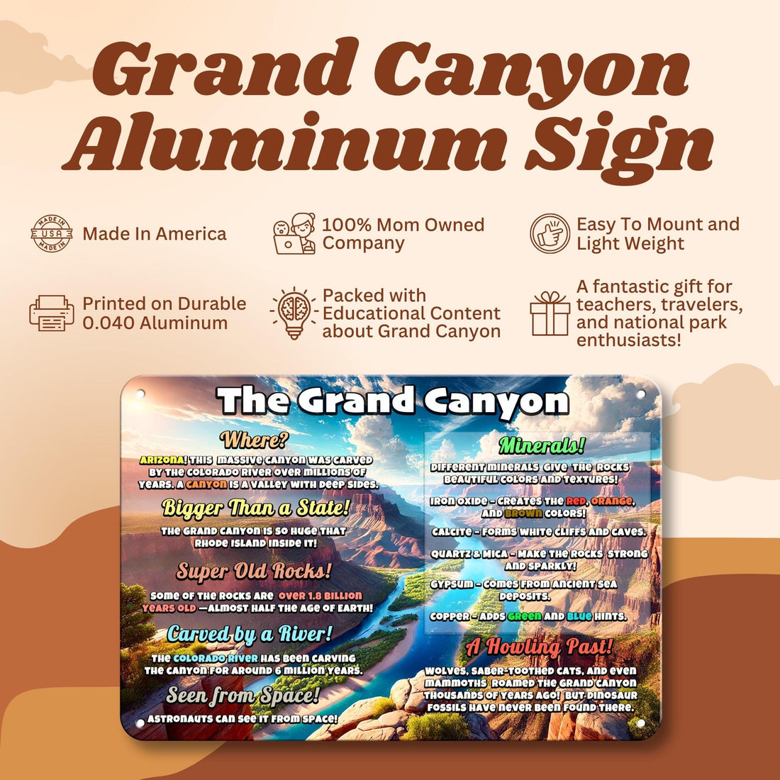 Educational Grand Canyon Sign, Geology Wall Decor, Science or Homeschool Decor