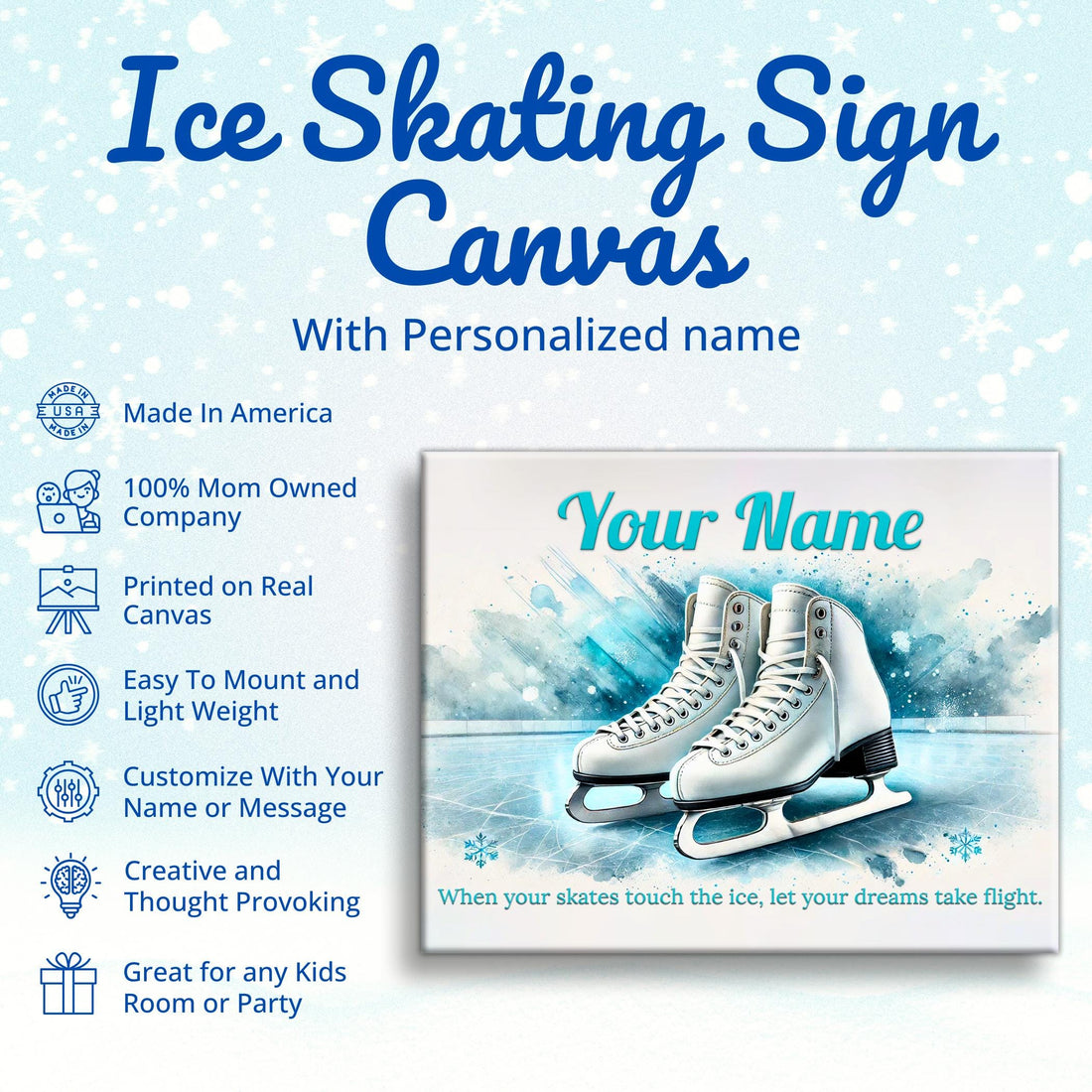 Ice Skating Canvas Sign with Personalized Name