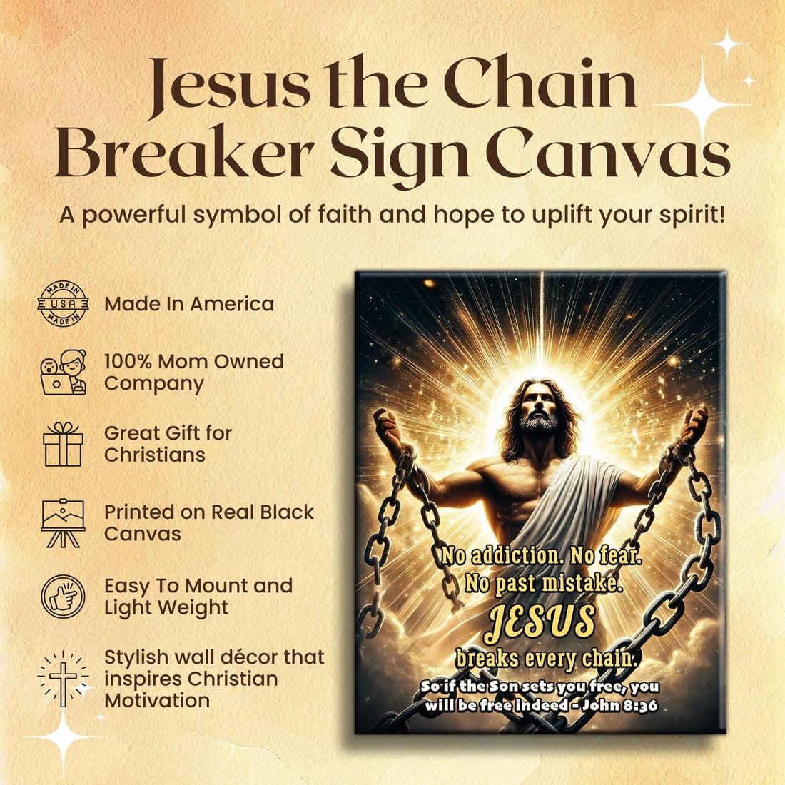 Jesus the Chain Breaker Canvas Art: Christian Inspirational Decor