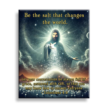 Jesus Sprinkling Salt of the Earth Canvas - Christian Wall Art