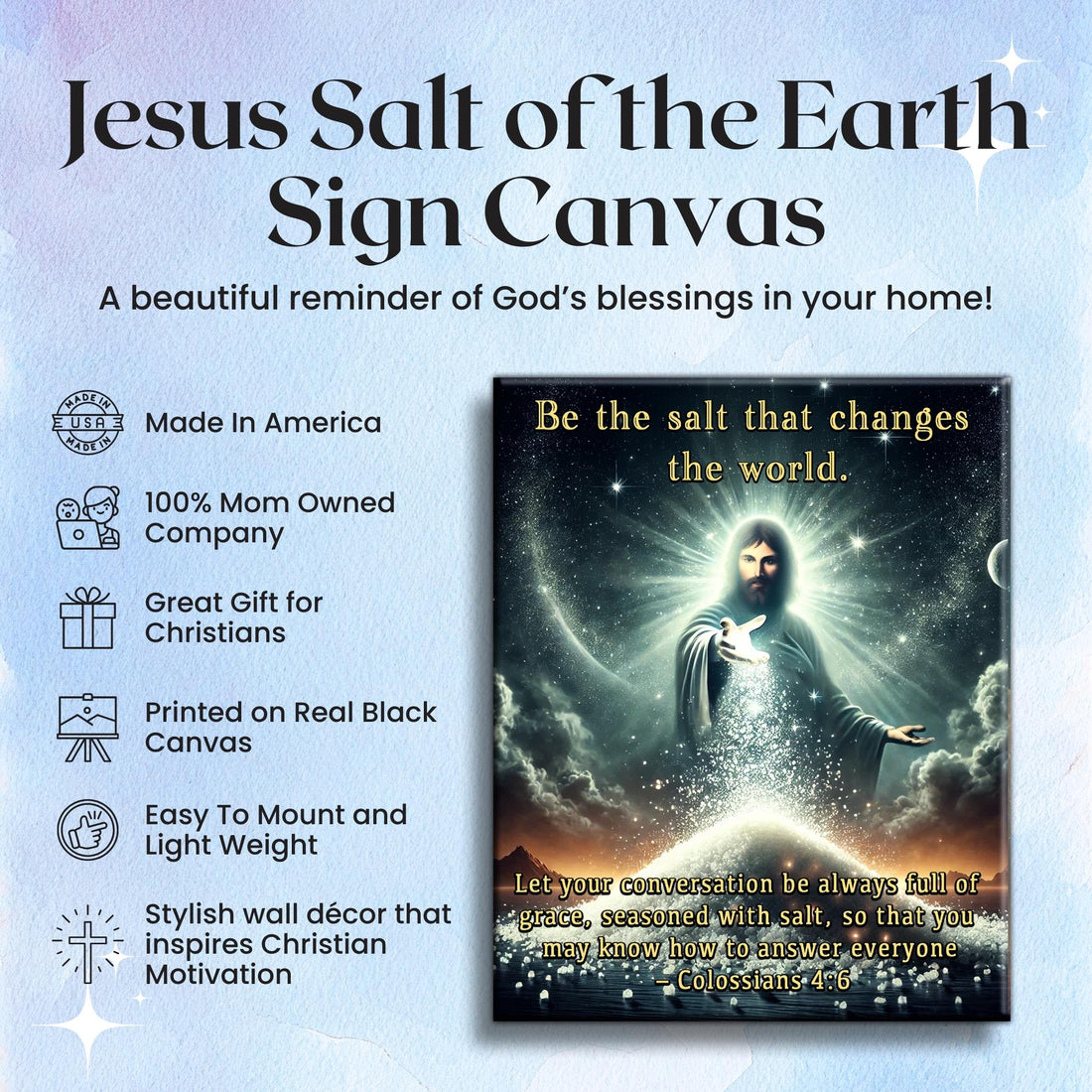 Jesus Sprinkling Salt of the Earth Canvas - Christian Wall Art