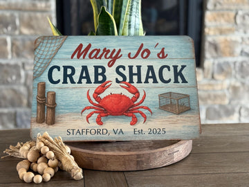 Personalized Crab Shack Sign: Coastal Beach House Decor