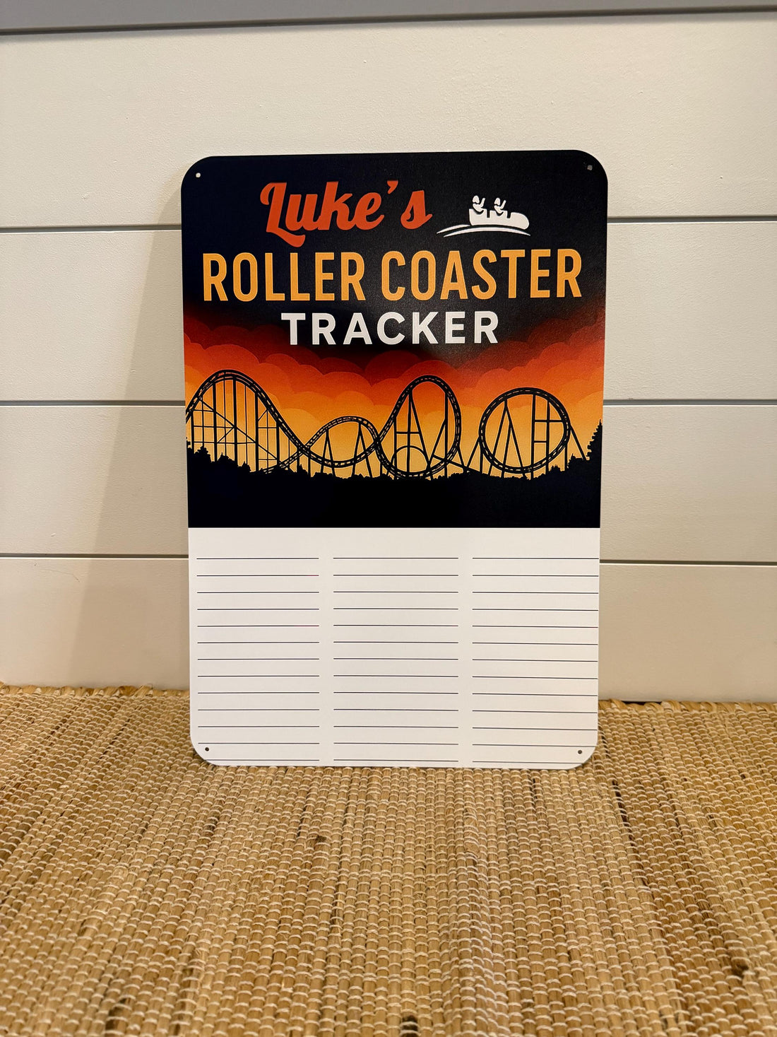 Roller Coaster Tracker Sign with Personalized Name