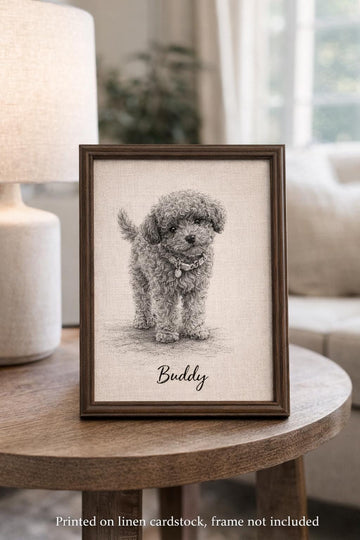 Personalized Pet Portrait Sketch Style on Linen Cardstock | Pet Memorial Gift